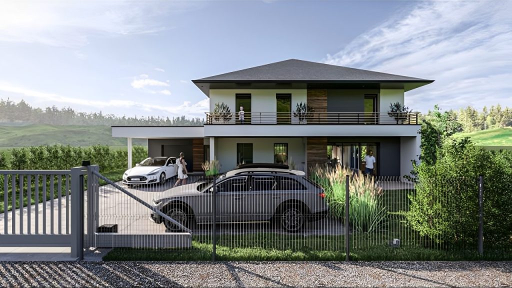Maison individuelle construite, façade terminée