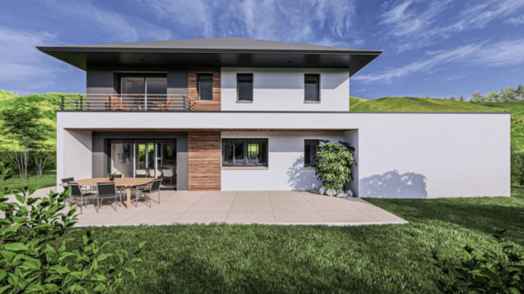 Rendu 3D d’une maison contemporaine conçue par Maison Archi’Créa