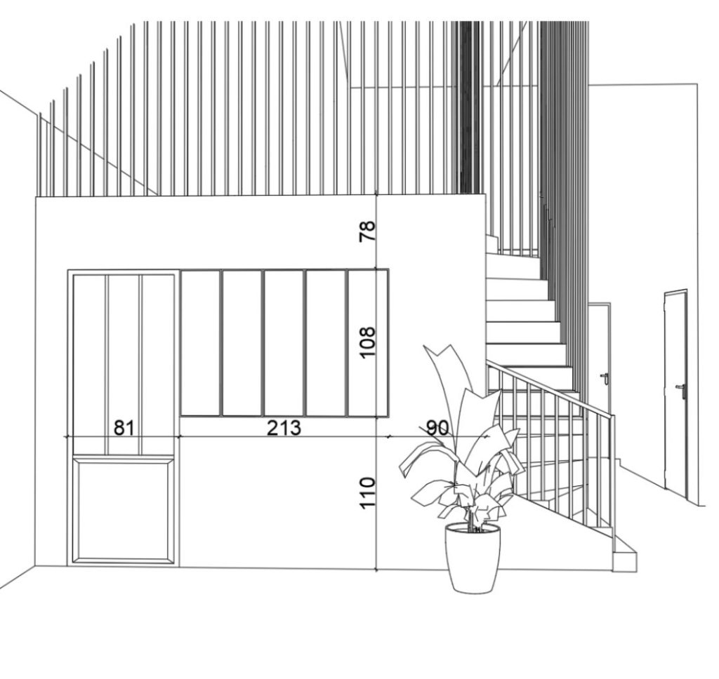 Plan de détail d’un escalier sur mesure