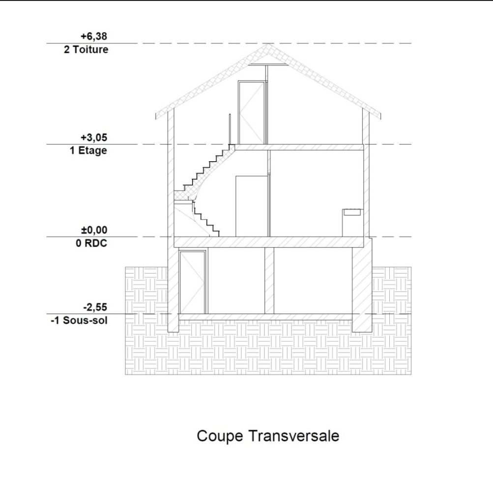 Coupe transversale d’un projet de maison, dossier de permis de construire